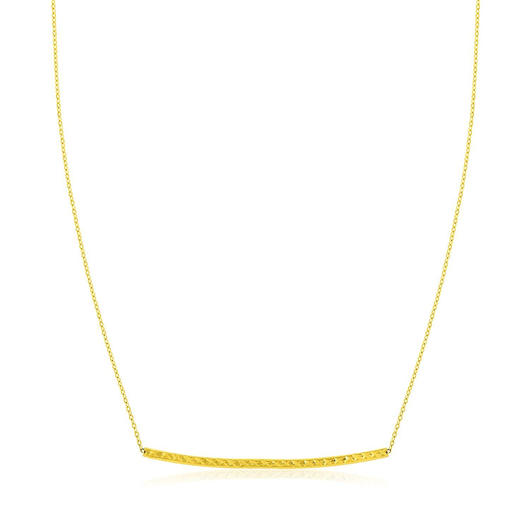 14k Yellow Gold Thin Textured Bar Necklace