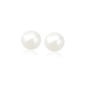 14k Yellow Gold Freshwater Cultured White Pearl Stud Earrings (7.0 mm)