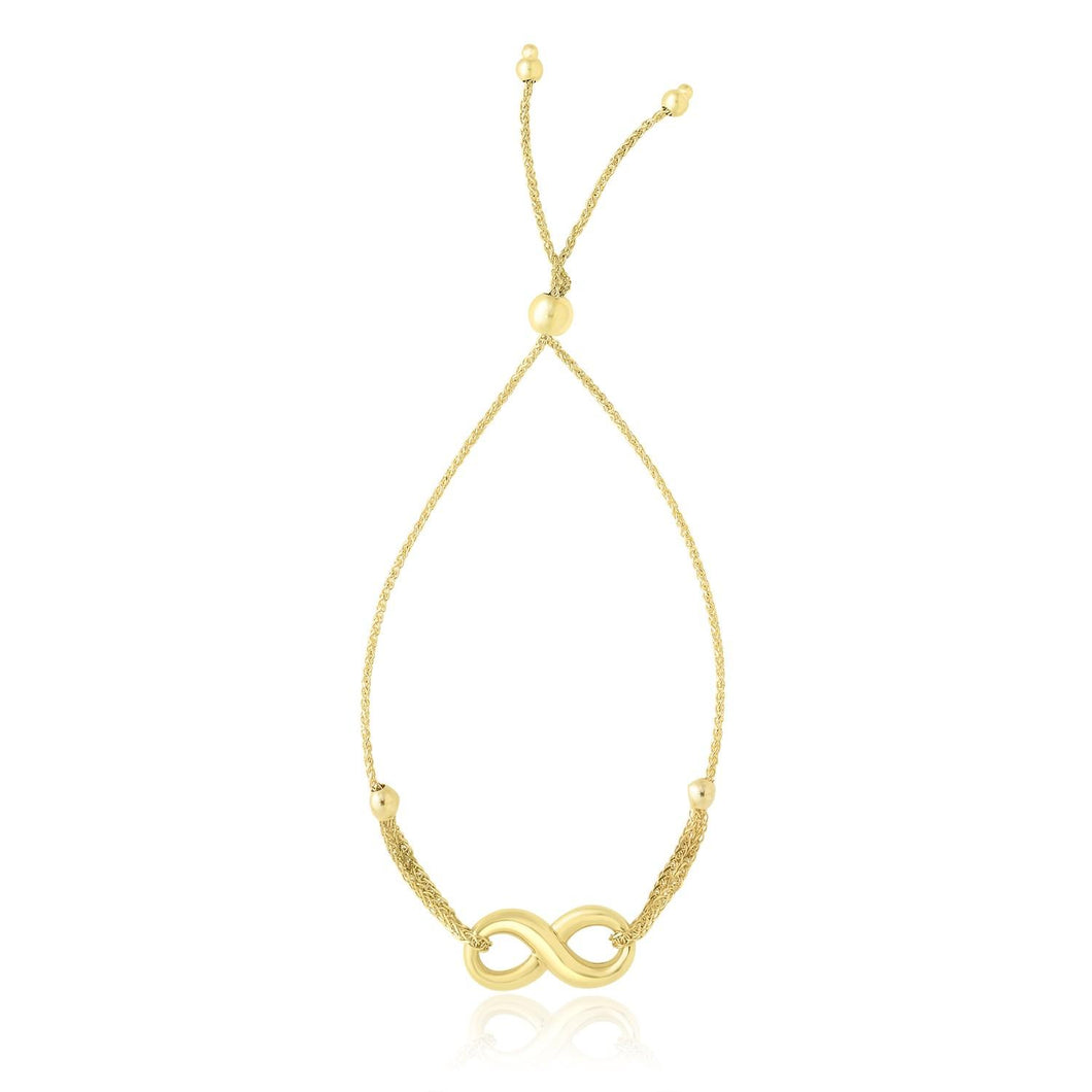 14k Yellow Gold Infinity Motif Adjustable Lariat Bracelet