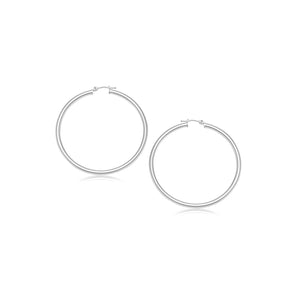 14k White Gold Polished Hoop Earrings (2- mm)