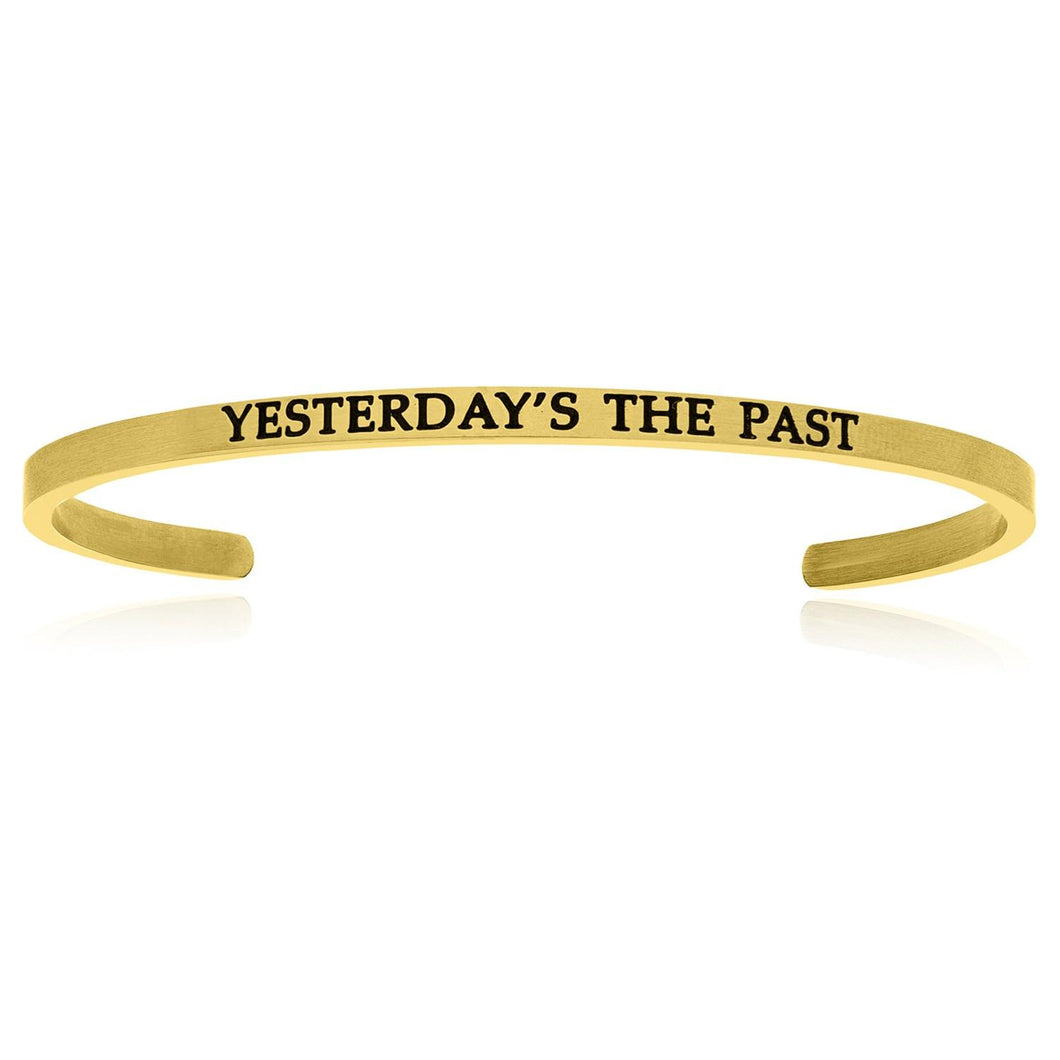 Yellow Stainless Steel Yesterday's The Past Cuff Bracelet