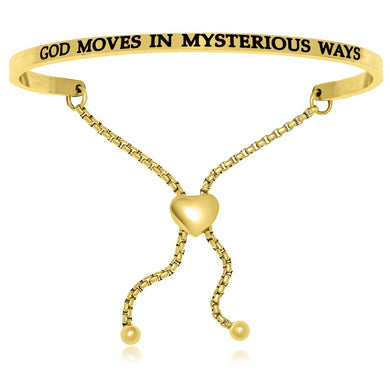 Yellow Stainless Steel God Moves In Mysterious Ways Adjustable Bracelet