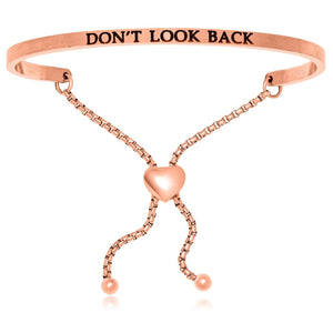 Pink Stainless Steel Don't Look Back Adjustable Bracelet