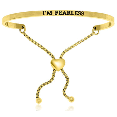 Yellow Stainless Steel I'm Fearless Adjustable Bracelet