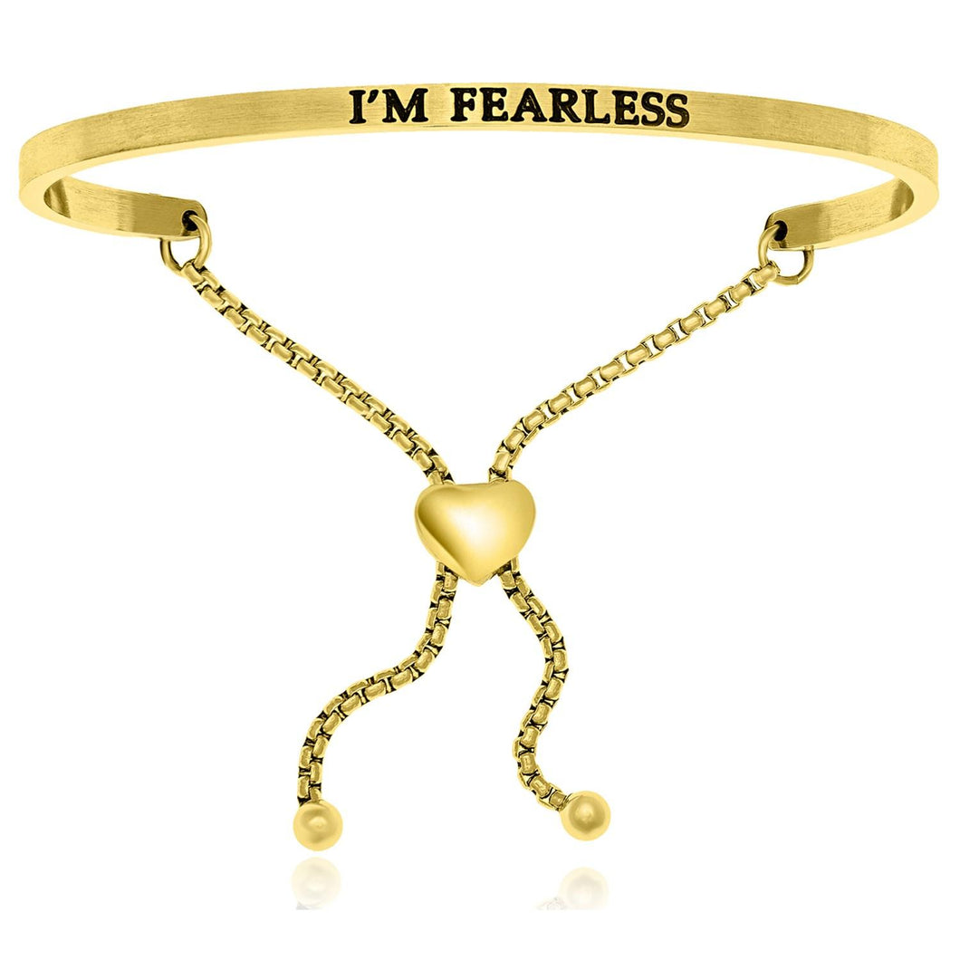 Yellow Stainless Steel I'm Fearless Adjustable Bracelet