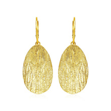 Textured Oval Earrings with Yellow Finish in Sterling Silver