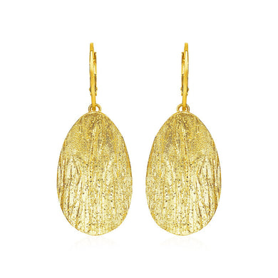 Textured Oval Earrings with Yellow Finish in Sterling Silver