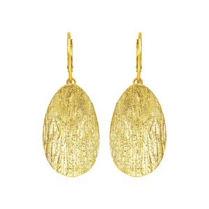 Textured Oval Earrings with Yellow Finish in Sterling Silver