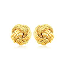 10k Yellow Gold Love Knot with Ridge Texture Earrings