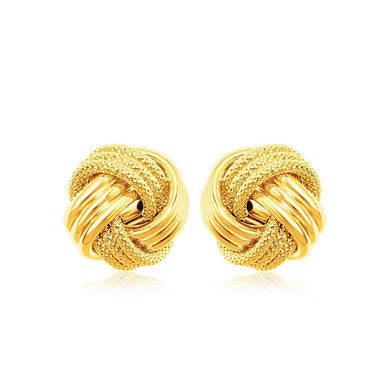 10k Yellow Gold Love Knot with Ridge Texture Earrings