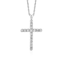 Cross Pendant with Diamonds in Sterling Silver