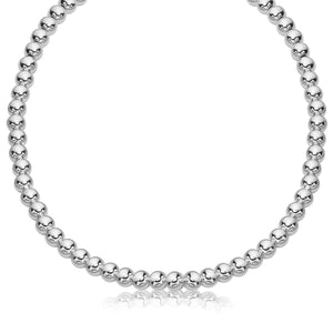 Sterling Silver Rhodium Plated Necklace with a Polished Bead Style (8mm)