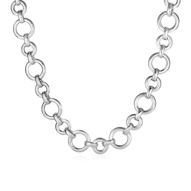 Polished Round Link Necklace in Sterling Silver