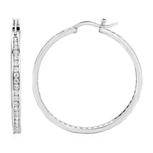 Closed Round Hoop Earrings with Cubic Zirconia in Sterling Silver