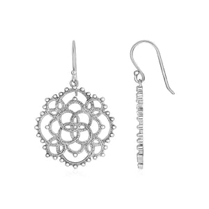 Earrings with Textured Loop Pattern Drops in Sterling Silver