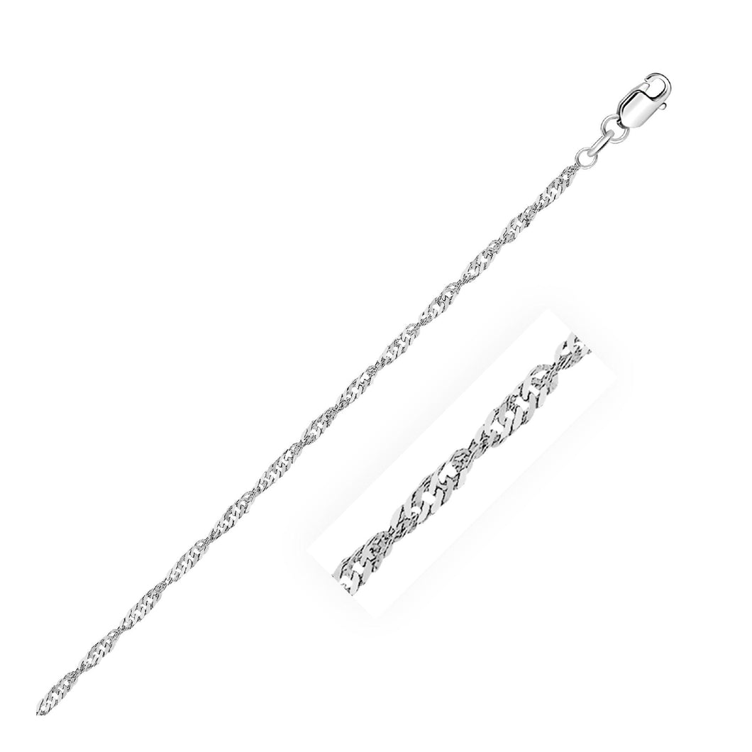 2.1mm 14k White Gold Singapore Bracelet