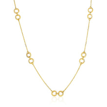 14k Yellow Gold Double Ring and Cable Chain Necklace