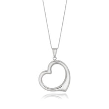 14k White Gold Floating Heart Drop Pendant