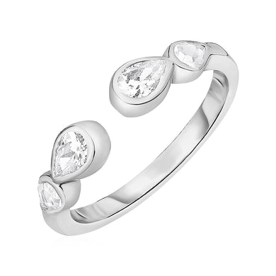 Toe Ring with Teardrops in Sterling Silver with Cubic Zirconia