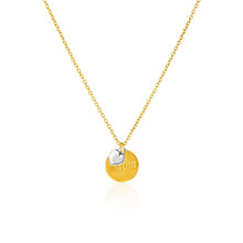 14k Two-Toned Yellow and White Gold"Mom" and Heart Pendant