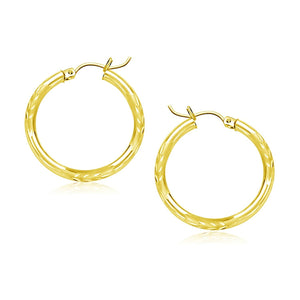 10k Yellow Gold Diamond Cut Hoop Earrings (20mm)