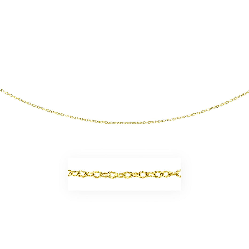 2.5mm 14k Yellow Gold Pendant Chain with Textured Links