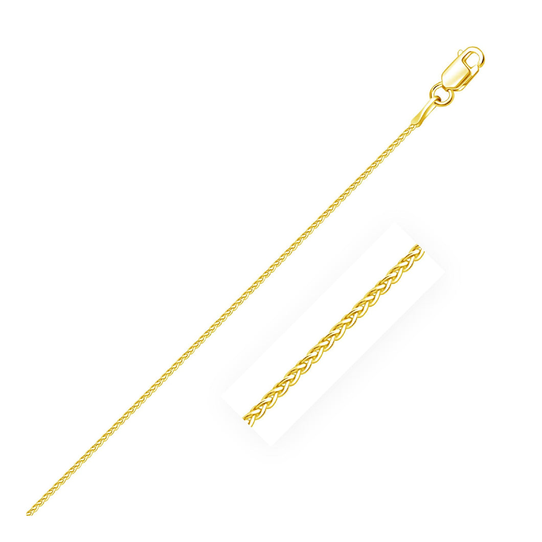 14k Yellow Gold Diamond Cut Round Wheat Chain 1.0mm