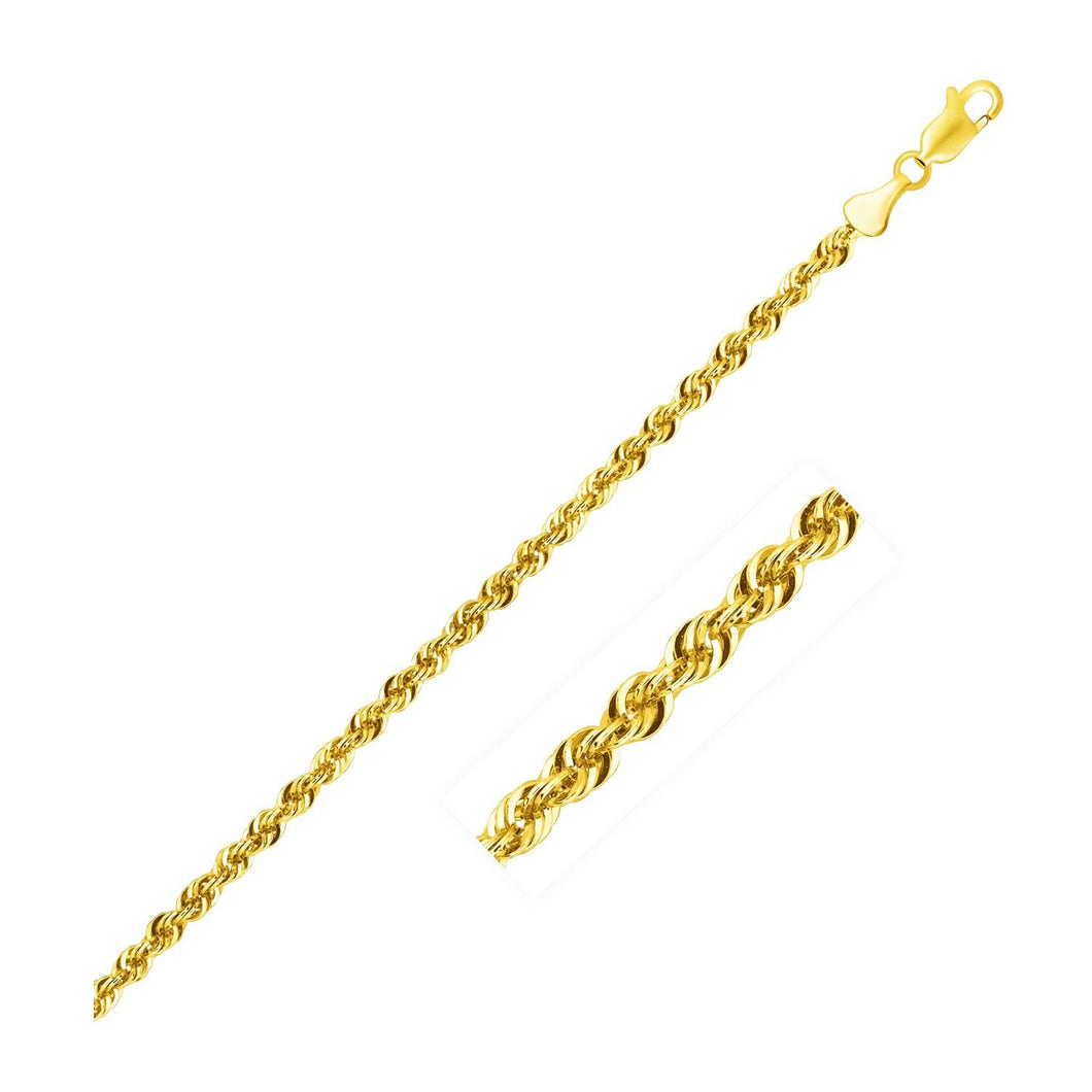 2.5mm 14k Yellow Gold Light Rope Chain