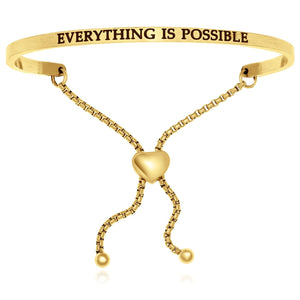 Yellow Stainless Steel Everything Is Possible Adjustable Bracelet