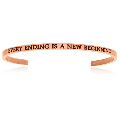 Pink Stainless Steel Every Ending Is A New Beginning Cuff Bracelet