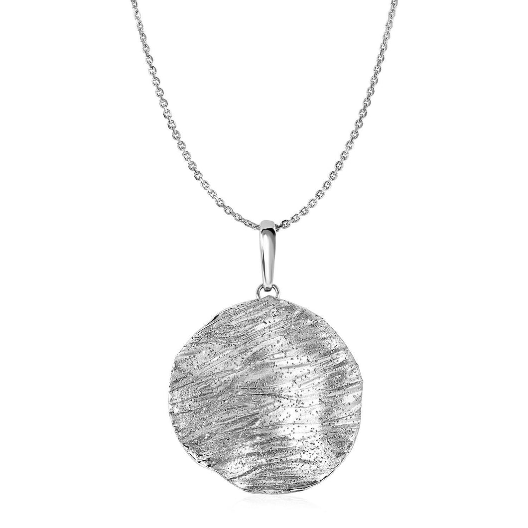 Textured Circle Pendant in Sterling Silver