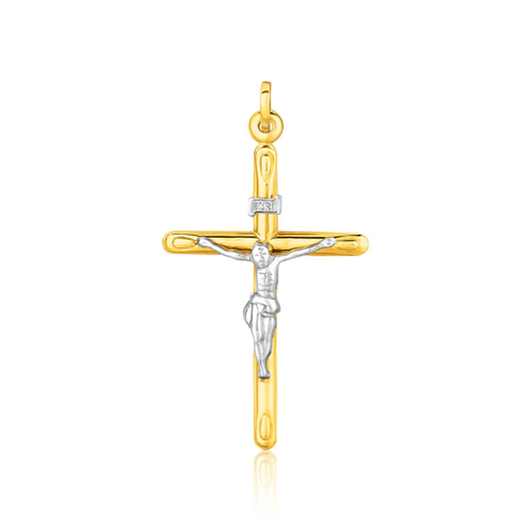 14k Two Tone Gold Cross Pendant