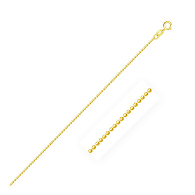 14k Yellow Gold Diamond-Cut Bead Chain 1.0mm