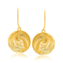 14k Yellow Gold Fancy Lace Like Clam Shell Dangling Earrings