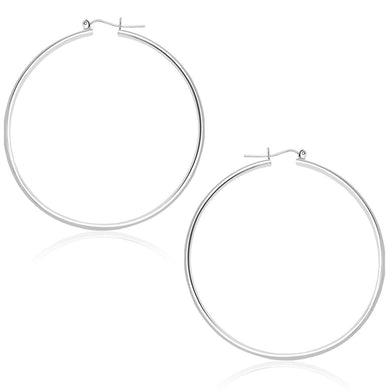 14k White Gold Polished Hoop Earrings (45 mm)