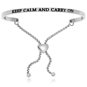 Stainless Steel Keep Calm And Carry On Adjustable Bracelet