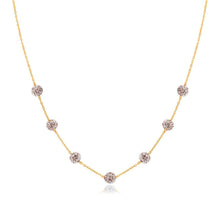 14k Yellow Gold Necklace with Crystal Embellished Sphere Stations