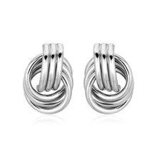 Polished Love Knot Earrings with Interlocking Rings in Sterling Silver