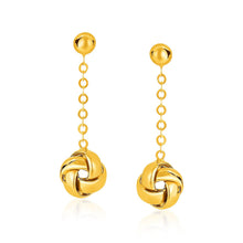 14k Yellow Gold Love Knot Drop Post Earrings