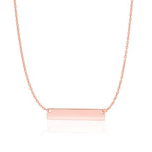 14k Rose Gold Smooth Flat Horizontal Bar Style Necklace