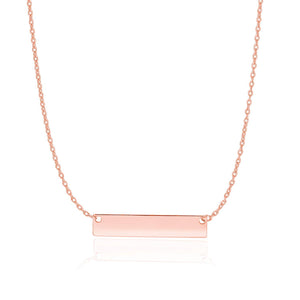 14k Rose Gold Smooth Flat Horizontal Bar Style Necklace