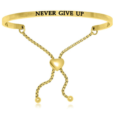 Yellow Stainless Steel Never Give Up Adjustable Bracelet