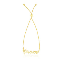 14k Yellow Gold FOREVER Ajustable Lariat Design Bracelet