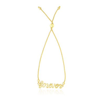 14k Yellow Gold FOREVER Ajustable Lariat Design Bracelet