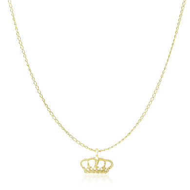 14k Yellow Gold Textured Crown Design Pendant