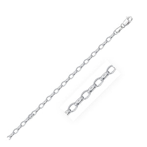 3.2mm 14k White Gold Oval Rolo Bracelet