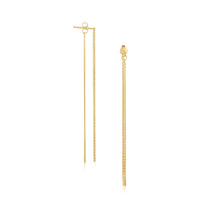 14k Yellow Gold Double Chain Style Drop Earrings