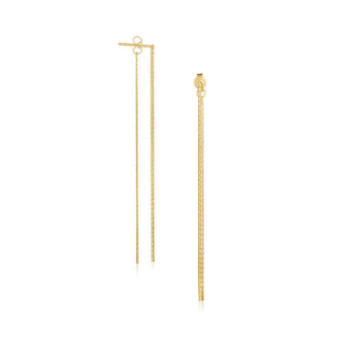 14k Yellow Gold Double Chain Style Drop Earrings