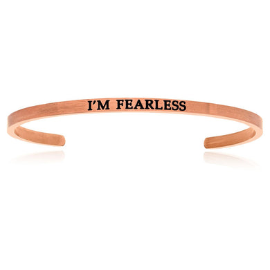 Pink Stainless Steel I'm Fearless Cuff Bracelet