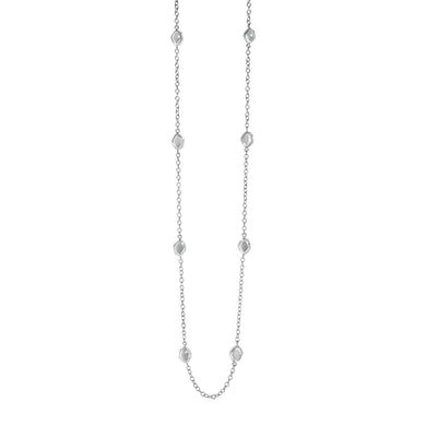 Station Necklace with Textured Beads in Sterling Silver